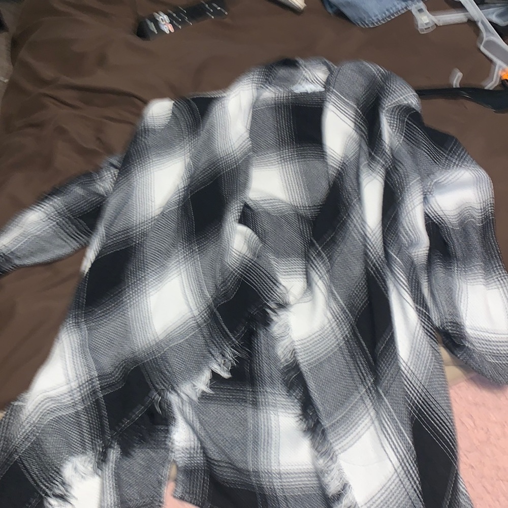 Plaid High-low Cardigan